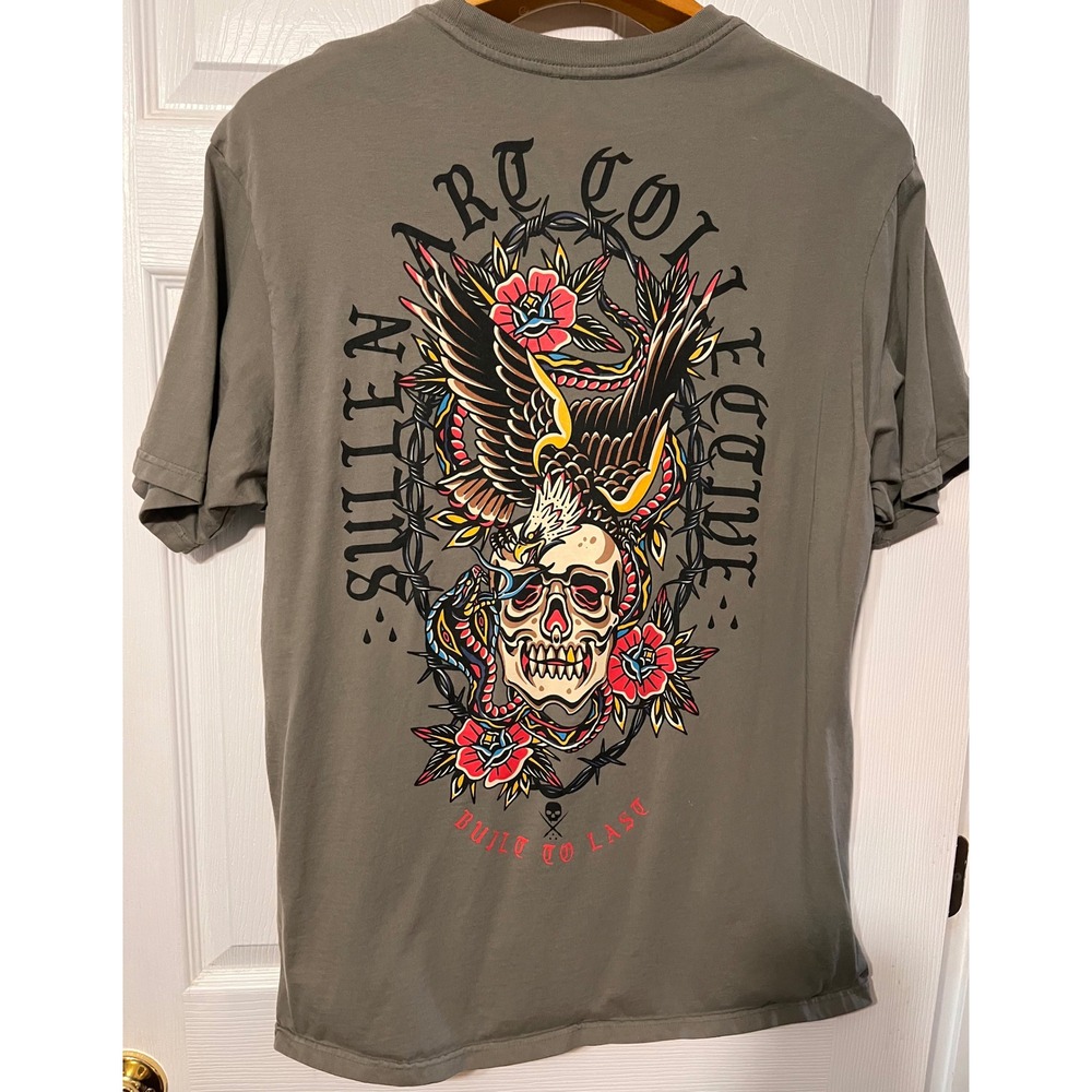 Sullen Art Collective Mens 2XL Olive Green Trad Battle Graphic  T-Shirt